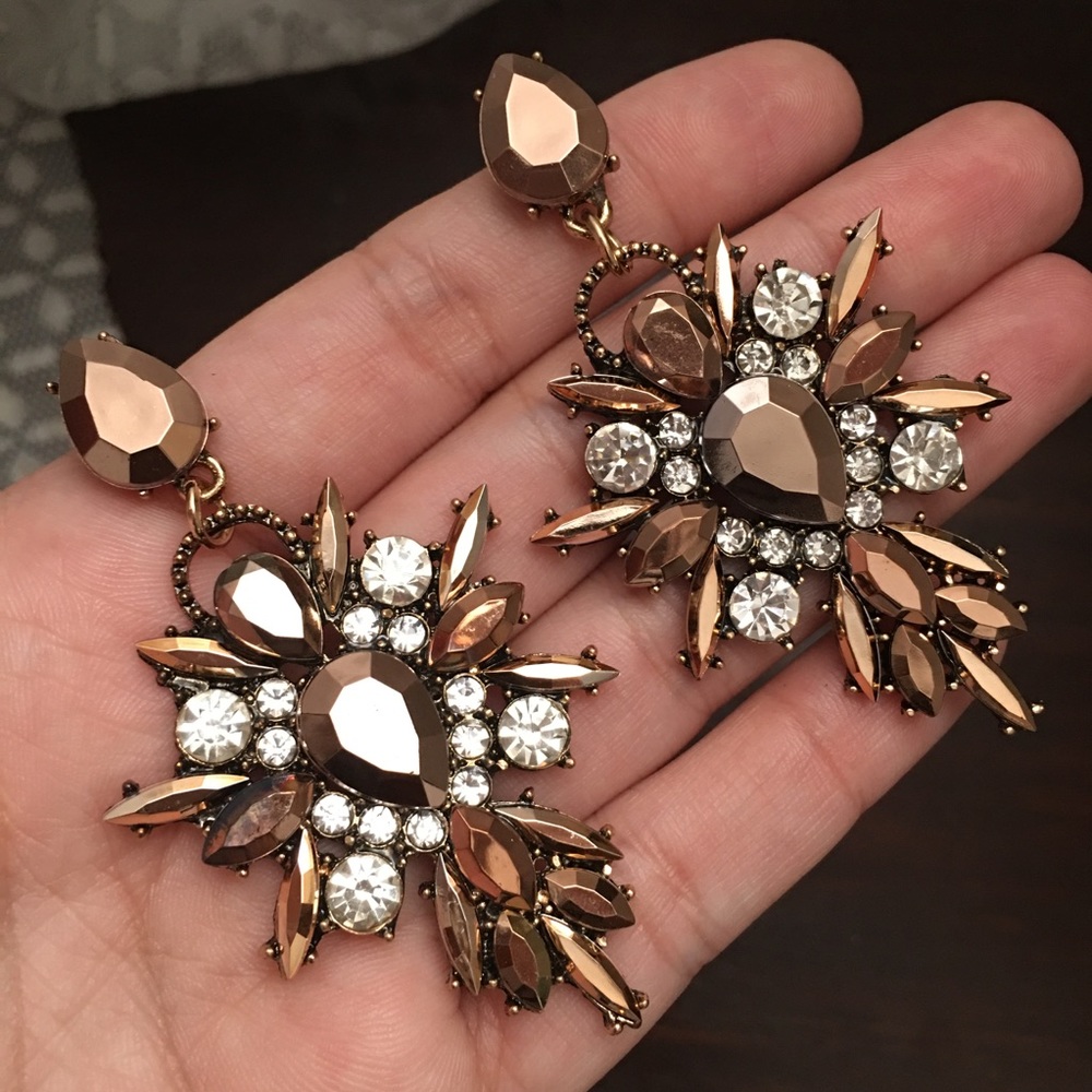Brown Crystal Earrings - Picture 6 of 7
